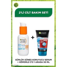 Garnier Ambre Solaire Invisible SPF50 Uv Güneş Koruyucu Serum 30 ml + Saf & Temiz Kömürlü 3'ü 1 Arada 50 ml