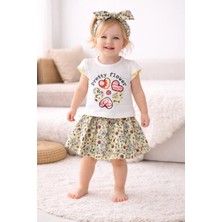 GMG Collection Baby Pretty Flower Tişört Etek Bandana 3'lü Takım