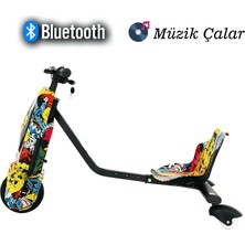 T-Scooter Drift Car Elektrikli Kaykay Hoverboard Sarı Grafiti