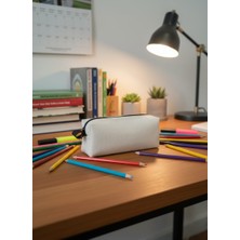 İvaLife Iva Kalemlik El Yapımı Krem Renkli Siyah Fermuarlı Kalemlik Tek Gözlü Kalem Kutusu Kalem Çantası