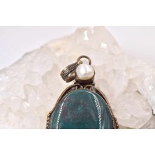 Doğaltaş Kan Taşı Gümüş Kolye