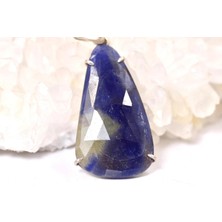 Doğaltaş Mavi Safir Taşlı Gümüş Kolye