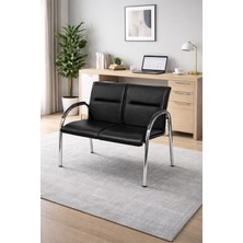 YRN Ofis Ofis ve Bekleme Alanları Için Premium Ikili Koltuk,misafir Koltuk– Modern Tasarım, Krom Ayak,