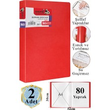 Artlantis Kırmızı Sunum Dosyası 80 Li 2 Adet Poşet Dosyalı Katalog Dosyası 80 Poşetli Kendinden Dosya Plastik Kapaklı