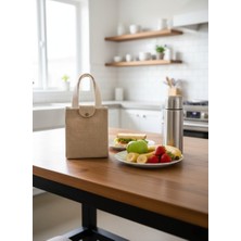 İvaLife Iva Gerçek Jüt  Astarlı Kahverengi Yiyecek Taşıma Çantası Gıda Taşıma Çantası Elde Taşıma Yiyecek Çantası Beslenme Çantası