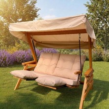 Viranze Ahşap Belek Plus 3 Kişilik Ahşap Dış Mekan Bahçe Balkon ve Teras Salıncağı