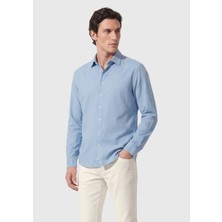 Ramsey Mavi Düz Casual Fit Dokuma Casual %100 Pamuk Gömlek