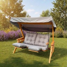 Viranze Ahşap Belek Plus 3 Kişilik Ahşap Dış Mekan Bahçe Balkon ve Teras Salıncağı