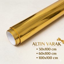 Ferizli Reklam Altın Varak (Gold)(Ayna) Yapışkanlı Folyo - Mobilya, Cam ve Dolap Kaplama Folyosu - Suya Dayanıklı Dekoratif Kaplama
