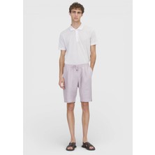 Ramsey Pembe Düz Dokuma Jogging Fit Casual Keten Karışımlı Bermuda