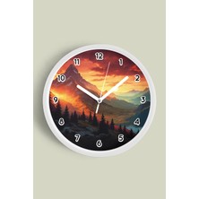 JHAAR Soyut - Bohem - Doğa - Deniz Manzaralı Modern Duvar Saati - 25CM - Önü Camlı Beyaz Kasa