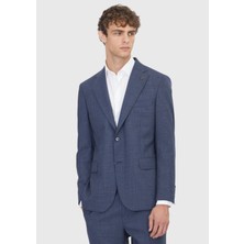 Ramsey Açık Lacivert Potikare Zeroweight Slim Fit %100 Yün Takım Elbise