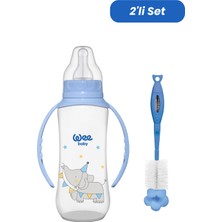 Wee Baby Klasik Kulplu Pp Biberon 270 ml - Mavi (Temizleme Seti)