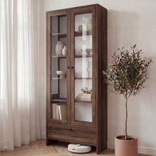 Modern Design Barok Cam Kapaklı Modern Kitaplık ve Vitrin Dolap – Çekmeceli, Çok Amaçlı Saklama Ünitesi