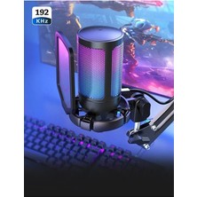 Ampligame A6T USB Mikrofon Seti Siyah - Twitch, Youtuber, Gamer İçin Havalı Aydınlatma ve Standart Özellikler