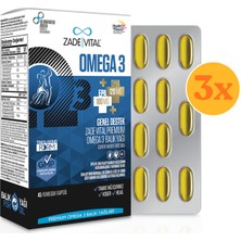 Zade Vital Premium Omega 3 Genel Destek 45 Kapsül - 3 Adet (Toplam 135 Kapsül) - Dezenfektan Hediyeli (%72 Alkol)