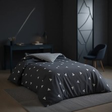 Eponj Home Tek Kişilik Üçgen Desenli Gri Nevresim Seti 140 x 200 cm Geometrik Tasarım