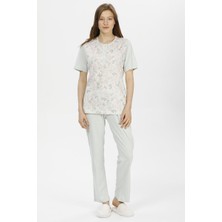 Pijadore 1206 Kadın Kısa Kol Çiçek Desen Pijama Takımı