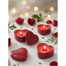 Mete Mum Frambuaz Kokulu Kalp Teneke Mum 3'lü Set