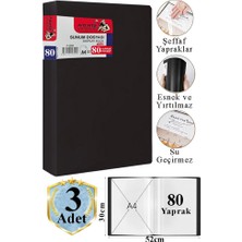 Artlantis Siyah Sunum Dosyası 80 Li 3 Adet Poşet Dosyalı Katalog Dosyası 80 Poşetli Kendinden Dosya Plastik Kapaklı