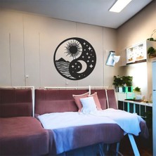 Renklime Lazer Kesim Metal Duvar Dekoru, Güneş Ay Yıldız 40 cm