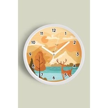 JHAAR Soyut - Bohem - Doğa - Deniz Manzaralı Modern Duvar Saati - 25CM - Önü Camlı Beyaz Kasa