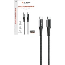 Lebron Şarj Kablosu Type-C To Type-C 3.0A Data Kablo AP210 Siyah Hasır Örgü