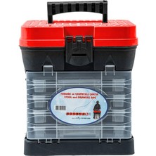 Savex Tabureli Balıkçı Takım Çantası - 4 Çekmeceli - Kırmızı