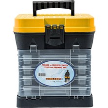 Savex Tabureli Balıkçı Takım Çantası - 4 Çekmeceli - Sarı