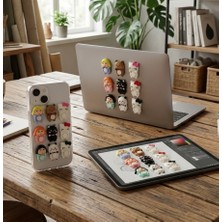 Melinee 9'lu Özel Tasarım Figürlü Telefon ve Tablet Süsü Seti - Sevimli Karakterler & Pop-Socket Uyumlu