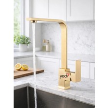 FUALORA Kare Model Gold Mutfak Evye Bataryası