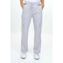 Magu Unisex Pamuklu Açık Gri Yan Cepli Kargo Eşofman Altı - Rahat Kalıp