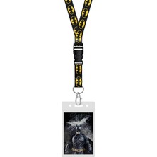 Bak Gel Al Lisanslı Batman Desenli Boyun Askı Ipi Kartlık Anahtarlık Telefon Tutucu Kopçalı Lanyard Siyah Sarı