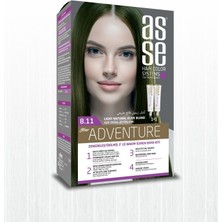 Asse Adventure Set Saç Boyası, Kalıcı ve Canlı Renkler 1+1 İki Kullanım Seti (No:8.11 Açık Doğal Zeytin Sarı)