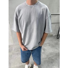 Difransel Jeans Erkek Yıkamalı Yuvarlak Yaka Oversize T-Shirt