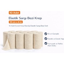 Epilons Elastik Sargı Bezi Krep 10 cm x 4 M 10 Adet Esnek Krep Bandaj Elastik Sargı Bezi Seti