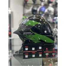 Scoyco 871 Ghost Yeşil Siyah Vizörlü Kapalı Kask