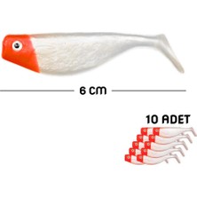 Silikon Balık Yem - Dft - 6cm - Kırmızı/beyaz (141-3017) - 10'lu Paket