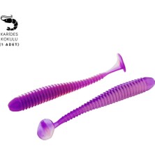 Fishack Silikon Kurt Yem - 4,2g 105MM - Turna/levrek Silikonu - 1 Adet - Mor/beyaz - Karides Kokulu