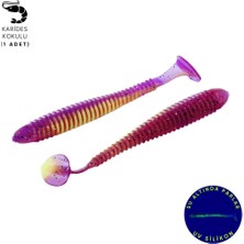 Fishack Silikon Kurt Yem - 4,2g 105MM - Turna/levrek Silikonu - 1 Adet - Mor/yeşil - Karides Kokulu