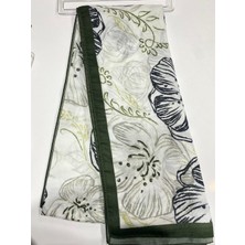 Nisa Çiçekli Şal Haki Beyaz