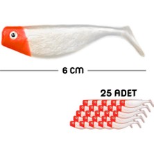 Silikon Balık Yem - Dft - 6cm - Kırmızı/beyaz (141-3017) - 25'li Paket