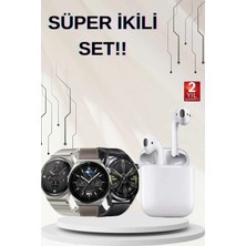 Epilons Mey Ithalat® Akıllı Saat ve Kulaklık Seti Dokunmatik Ekran 5.0 Bluetooth Bağlantılı Sesli Görüşme