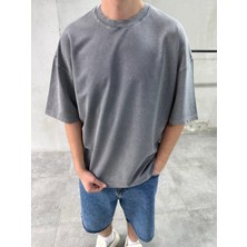 Difransel Jeans Erkek Yıkamalı Yuvarlak Yaka Oversize T-Shirt