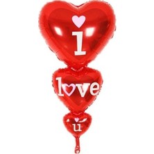 Party Express 40" Folyo Kalp  Balon " I Love U "  - Kırmızı