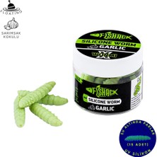 Fishack Yüzen Silikon Kurt - Glow Alabalık Yemi - 37MM - Sarımsak Kokulu - Küf Yeşili - Trout Bait
