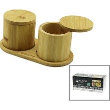 Sepetopia -2pcs Ahşap Bambu Baharatlık YUVARLAK=8X8ALTLIK=9.5X19.5ÇEVİR Aç-Mıknatıslı Kapak (5534)