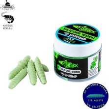 Fishack Yüzen Silikon Kurt - Glow Alabalık Yemi - 37MM - Karides Kokulu - Küf Yeşili - Trout Bait