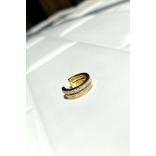 Spossy Silver Jewelry Baget Taşlı 2 Sıralı Kıkırdak Küpe