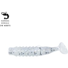 Silikon Kurt Yem - 1,5g 45MM - Fishack - 10 Adet - Simli Beyaz - Karides Kokulu